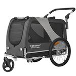 XL Pet Bike Trailer & Stroller for Dogs Up to 45kgs Parking Brakes Reinforced Base Floor (Grey/Black)