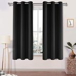 DWCN Black Curtains for Living Room Blackout Curtains for Bedroom Eyelet Curtains Window Treatments Curtain 46 x 72 Inch 2 Panels