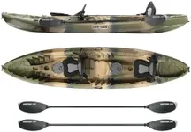 DRIFTSUN Teton 120 Hard Shell Kayak, 2 or 3 Person Sit On Top Fishing Kayak with 2 EVA Padded Seats, Includes 2 Aluminum Paddles and Fishing Rod Holder Mounts