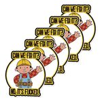 XMJY 5 Pack Funny Hardhat Stickers - Can We Fix It? No, It's ed, Cute Cartoon Hard Hat Stickers for Builder, Waterproof Vinyl Stickers for Tool Box, Helmet (2 inch)