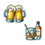 magneverse Beer Mugs & Whiskey Glass Fridge Magnet Set, Premium Acrylic Fridge Magnets for Kitchen & Home Decor (Set of 2 Magnets)