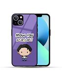 B Mart Friends Series Themed Joey How You Doin Quoted iPhone Back Bumper Cover with Camera & Edge Protection Supports Wireless Charging Glass Slim Light Cases (iPhone 13 Mini)