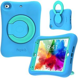 PEPKOO Kids Case for iPad Mini 5 4 – Lightweight Flexible Shockproof, Folding Handle Stand, Full Body Rugged Boys Girls Cover for Apple iPad Mini 5th Generation 4th Gen 7.9 inch, Blue Mint