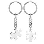 Jovivi 2pcs Men Womens Stainless Steel Puzzle Couple keyrings Keychains for Lover Couples Gifts for Valentine's Day Anniversary