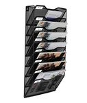 EasyPAG 8 Pockets Mesh Wall File Organizer Office Magazine Rack Mail Sorter Bin for Office Organizers and Storage, Black