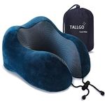 TALLGO Travel Pillow, Best Memory Foam Neck Pillow Head Support Soft Pillow For Sleeping Rest, Airplane Car & Home Use (Black) (Pink) (Navy)