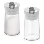 Sekonow 2Pcs Glass Sugar Dispenser with Auto Flip Pour Spout, Weighted Pourer Sugar Container, 8.5oz Sugar Bowl Shaker Jar Salt Dish Holder Coffee Bar Accessories