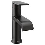 Moen Genta LX Matte Black One-Handle Single Hole Modern Bathroom Sink Faucet with Optional Deck Plate for 3-Hole Sinks, Waterfall Bathroom Faucet, 6702BL