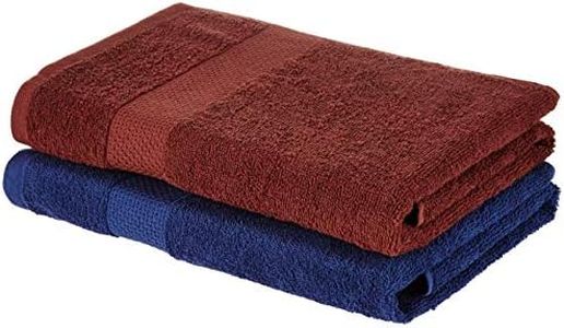Amazon Brand - Solimo Cotton 2 Piece Bath Towel Set, 380 GSM (Twilight Blue, Brick Red)