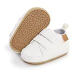 BABSMULY Baby Boys Girls Shoes Non-Slip Rubber Sole High-Top PU Leather Sneakers Infant First Walking Shoes Toddler Crib Shoes Newborn Loafers Flats.(A/White, 6-12 Months)