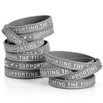 50 Pcs Brain Cancer Awareness Rubber Bracelets Gray Ribbon Awareness Silicone Wristband Bulk Brain Injury Cancer Awareness Bracelet Motivational Wristbands For Unisex Men Women Support Fundraisers