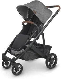 UPPAbaby Cruz V2 Stroller/Full-Featured Stroller with Travel System Capabilities/Toddler Seat, Bumper Bar, Bug Shield, Rain Shield Included/Greyson (Charcoal Mélange/Carbon Frame/Saddle Leather)