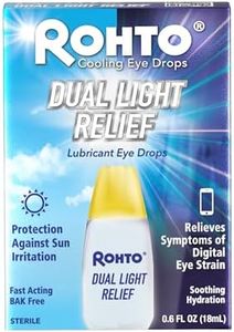 Rohto Dual Light Relief Cooling Lubricant Eye Drops, Protect Against Sun Irritation & Digital Eye Strain, Fast-Acting Relief of Dry Eyes, Irritation, Grittiness, Burning & Stinging, 0.6 fl oz