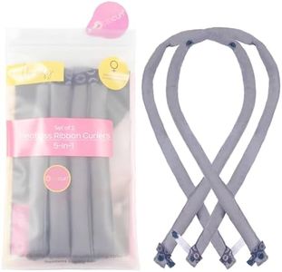 Octocurl Ribbon Curlers - Heatless Curling Headband - Flexible Curling Ribbon for Heatless Curls - Set of 2 (Cotton Poplin - Grey Area)