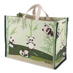 SHIBUI Big Heavy Duty Large Eco Waterproof Cotton Canvas Cloth Grocery Shopping Bag for Men Ladies Vegetable Milk Fruits with Hand Carry Handle Lunch Box Jhola Tote Bags (Panda Print, 1)