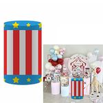 ittsmnt Circus Cylinder Plinth Covers for Parties Decorations Red Blue Carnival Pedestal Covers Baby Shower Birthday Party Desserts Tablecloth Decor Banner Props