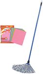 Gala Sponge Wipe for Kitchen 5 Pcs Pack (Multipurpose) (148995) & Gala Chandra Deck Mop (Blue)