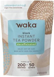 Waka Instant Black Tea Mix Pouch, Decaffeinated - 100% Tea Leaves, No Additives, Unsweetened Tea Powder for 50 Quarts or 200 Cups – Easy Quick Hot and Iced Teas (4.5oz)