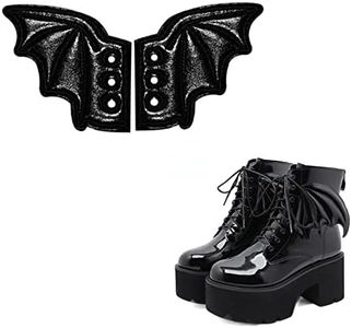 AUOCATTAIL Halloween Black Bat Shoe Wings Glitter Bats Wings for Boots Skates Sneakers Canvas Roller Shoes PU Shoe DIY Decorations