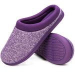 HomeTop Women's Comfy Slip-on Slippers Memory Foam Indoor House Shoes (Medium/7-8 B(M) US, Purple)