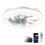 CHANFOK 20'' Ceiling Fans with Lights, Low Profile Ceiling Fan with Dimmable Lights and 6 Speeds, Smart Ceiling Fans with Remote and App Control, Compatible with Alexa & Google Home (White)