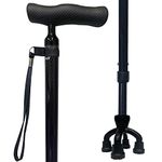 CaneCraft Carbon Fiber Walking Cane for Men and Women - Quad Cane, Black