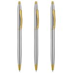 TIESOME Ballpoint Pens, 3 Pack Slim Stainless Steel Metallic Retractable Pens Black Ink 1 mm Nice Gift for Business Office Students Teachers Wedding Christmas (Silver)