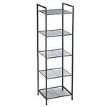 SONGMICS 5-Tier Storage Rack, Bathroom Shelf, Industrial Style Extendable Plant Stand with Adjustable Shelf, for Bathroom, Living Room, Balcony, Kitchen, Classic Black UBSC35BK