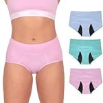 Bambody Absorbent Panty: Period Underwear for Women - Menstrual, Postpartum, Maternity Soft, Breathable Underwear - 4 Tampons, 3 Pack: Pink - Blue - Green, 4