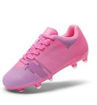 DREAM PAIRS Boys Girls Soccer Cleats Youth Firm Groud Athletic Outdoor Trainning Football Shoes for Little/Big Kid,Size 10 Toddler,Rose Red/White,SDSO224K