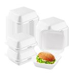 YIQXKOUY 50 Pack Brown Biodegradable Take Out Food Containers Hamburger Boxes with Lids Disposable to go Clamshell Food Containers for Salads Fruit Hamburgers Sandwiches Cupcake for Parties, Restaurants and Food Trucks