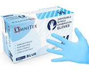 Omnitex Box 200 Premium Disposable Blue Nitrile Gloves | Powder Free | Latex Free | Ambidextrous | Food Safe | Examination Non Sterile | CE & UKCA Cat3 grade (XL)