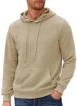 COOFANDY Mens Hooded Sweatshirt Long Sleeve Quilted Sweatshirt Casual Fashion Pullover Hoodies with Pocket Light Khaki