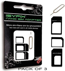 3X Pack SIM Card Adapter - Nano Micro Standard Converter Kit 4 in 1 Complete Set by iSYFIX