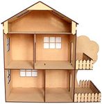 StonKraft Wooden 3D Puzzle Doll House - Home Decor, Construction Toy, Modeling Kit, School Project - Easy to Assemble - Doll House Plain