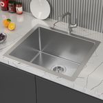 Kohler Strive™ Kitchen Sink | 1.2 mm Thick Stainless Steel Single Bowl with SilentShield™ | 10" Deep, Round Corners for Easy Cleaning | 21x18x10 inches, Brushed Matte Steel