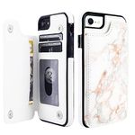 uCOLOR Rose Gold Marble Flip Leather Wallet Case Card Holder for SE (2020)/SE 3 2022 for Girls with Card Holder Kickstand - Marble Design Compatible with iPhone 6S/6/7/8/SE 2nd/SE 3 (4.7 Inch)