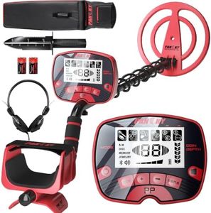 PANCKY Metal Detectors for Adults Waterproof, Professional Higher Accuracy Gold Detector with LCD Display (Deep Red)