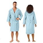 JEMIDI Microfibre Bathrobe - Fast Dry & Lightweight Long Towelling Robe with Hood - Soft Towel Dressing Gown - Ideal for Sports Travel Shower - Mesh Bag Included