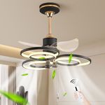 GEADI Ceiling Fan with Light, 23.6" Flush Mount Bladeless Ceiling Fan Lights,90W LED Dimmable Modern Ceiling Lights Chandeliers Pendant Light Fixture with Fan for Living Room Bedroom