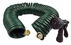 Instapark GHN-06 Heavy-Duty EVA Recoil Garden Hose with 7-Pattern Spray Nozzle, Green, 1/2 Inch by 50-Foot