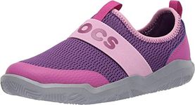 Crocs Unisex Kid's Swiftwater Easy On Logo Sneaker|Boy's and Girl's Casual Slip On Shoe, Amethyst/Vibrant Violet, 1 UK Child