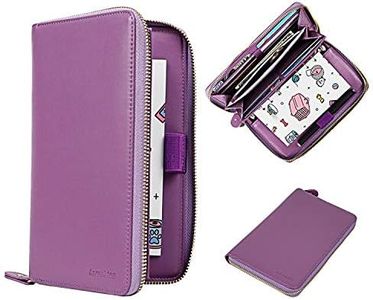 All-in-One Leather Cash Envelopes Wallet with 12 Cash Envelopes & 12 Two Sides Budget Sheets for Tracking of All Your Spending (Purple)