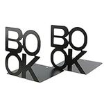 Prettyui Simple Black Book Letter Pattern Metal Bookends Book Organizer for Desk Office Home Decoration Gift