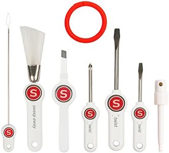 SINGER Machine Sewing & Maintenance Bundle - 7-Piece Set: 3-Piece Screwdriver Set, Angled-Edge Lint Brush, Slant Tip Tweezers, & Serger Machine Needle Threader