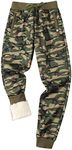 Gihuo Men's Sherpa Lined Athletic Sweatpants Winter Warm Track Pants Ribbed Leg Jogger Pants(GreenCamo-M)
