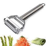 Julienne Peeler, AnGeer Stainless Steel Vegetable Peeler, Double-Sided Blade Vegetable Julienne Cutter and Fruit Slicer, Dual Blade Multifunction Potato Peeler