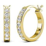 Hoop Loop Earrings for Women18K Yellow Gold with Sparkling Element Crystal with Jewellery Box for Women Wife Mother Daughter (EU-HOOP7-GOLD)