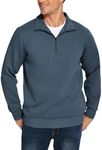 PINSPARK Men's Quarter Zip Fleece Cotton Pullover Sweatshirts Mock Neck Casual Long Sleeve Fall Winter Warm Sweatshirt Navy Blue