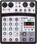 BOMGE - 4 Channel 16 DSP Echo DJ Audio Mixing Interface Console with MP3 USB Bluetooth Stereo Recording 48V Phantom Power (04D-Black)